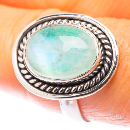 Green Moonstone Ring Size 8.5 (925 Sterling Silver) R141482