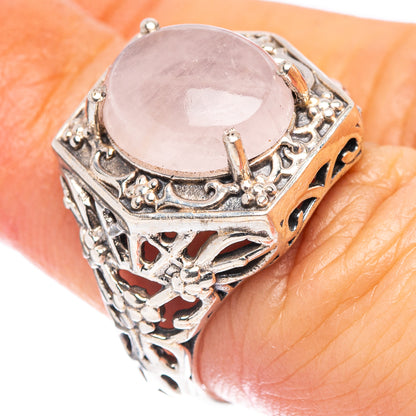 Rose Quartz Filigree Style Ring Size 7 (.925 Sterling Silver)