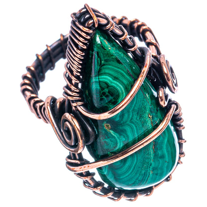 Malachite Wire Wrap Ring Size 6 (Oxidized Copper)