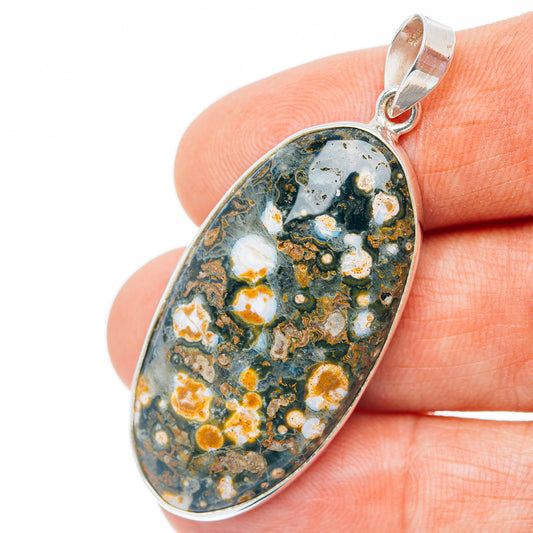 Premium Ocean Jasper Pendant 2" (.925 Sterling Silver)