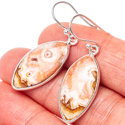 Crazy Lace Agate 925 Sterling Silver Earrings 1 5/8" (925 Sterling Silver) E1442