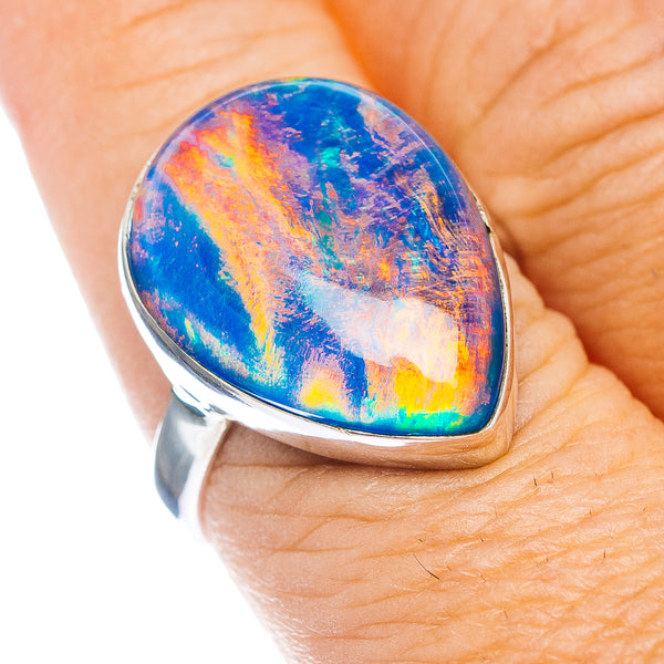 Aurora Opal Ring Size 8.75 (.925 Sterling Silver)