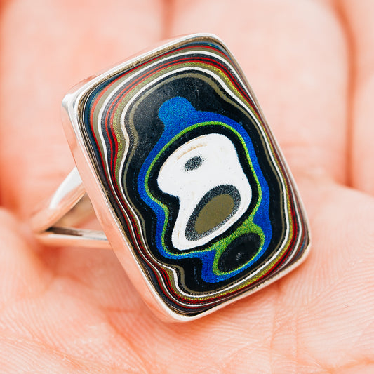 Premium Fordite Ring Size 7.75 (.925 Sterling Silver)