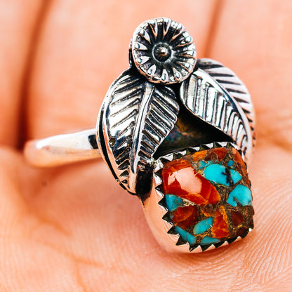Coral Turquoise Matrix Ring Size 7 (.925 Sterling Silver)