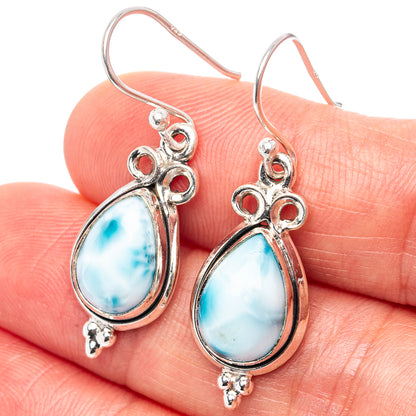Rare Larimar Earrings 1 3/8" (.925 Sterling Silver)