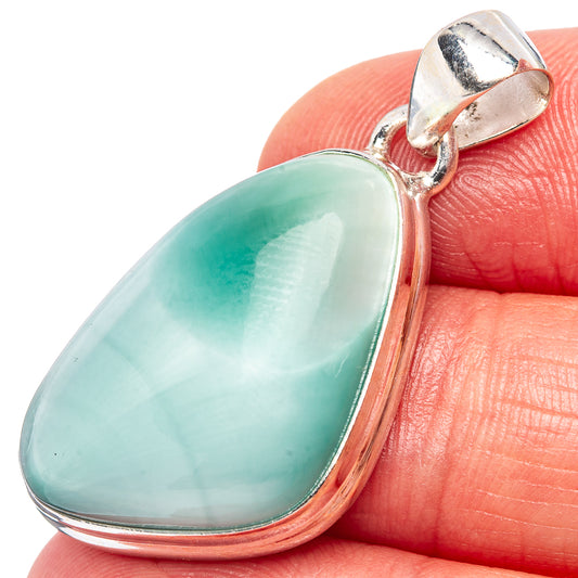 Smithsonite sterling silver pendant with oval turquoise cabochon and bail loop