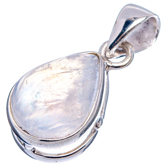 Teardrop moonstone pendant in .925 sterling silver with rainbow iridescence