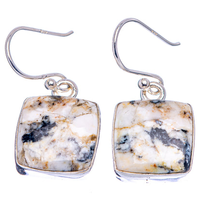 White Buffalo Turquoise Earrings 1 1/8" (.925 Sterling Silver)