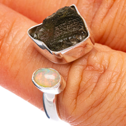 Rare Czech Moldavite, Ethiopian Opal Ring Size 6 (925 Sterling Silver) R146374