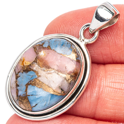 Pink Opal In Kyanite Pendant 1 1/2" (925 Sterling Silver) P42437