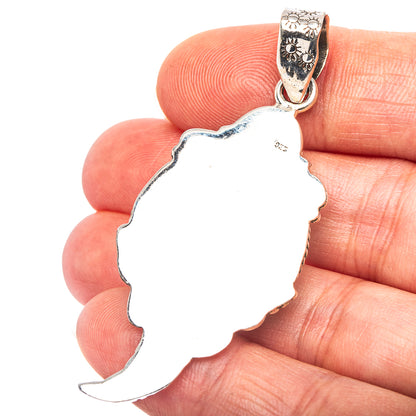 Exclusive Southwestern Style Hubei Turquoise Pendant 2 1/4" (.925 Sterling Silver)