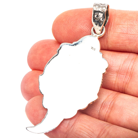 Exclusive Southwestern Style Hubei Turquoise Pendant 2 1/4" (.925 Sterling Silver)