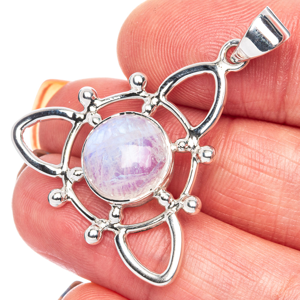 Premium Rainbow Moonstone Pendant 1 3/8" (925 Sterling Silver) P41865