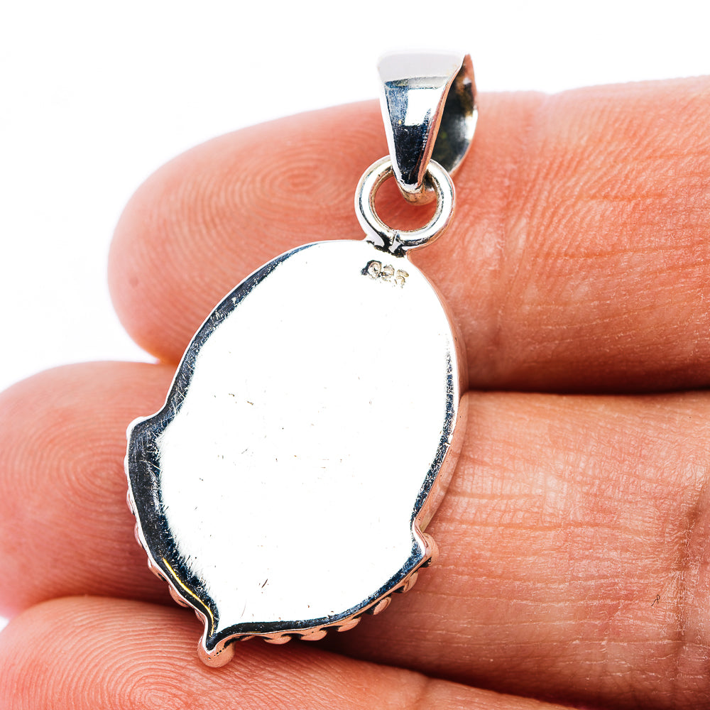 Green Aurora Opal Pendant 1 3/8" (.925 Sterling Silver)