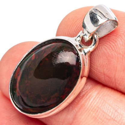 Rare Black Opal Pendants 1 1/8" (925 Sterling Silver) P43261