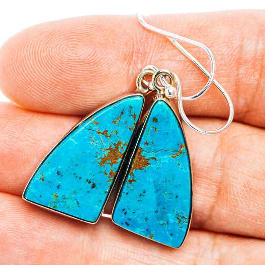 Shattuckite Earrings 1 5/8" (German Silver)