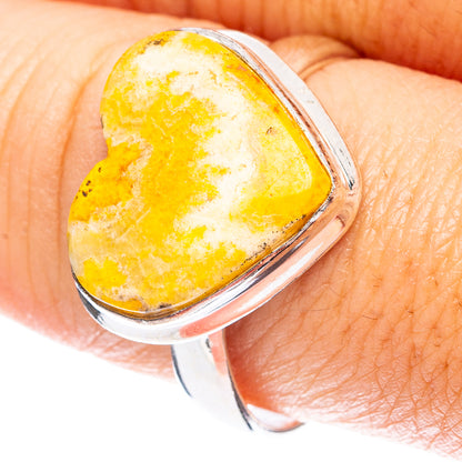 Bumble Bee Jasper Heart Ring Size 9.75 (925 Sterling Silver) R4940