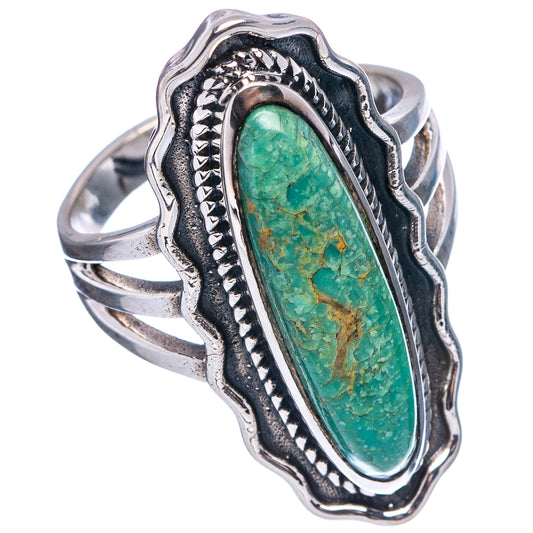 Turquoise oval ring, size 8, .925 sterling silver with ornate bezel