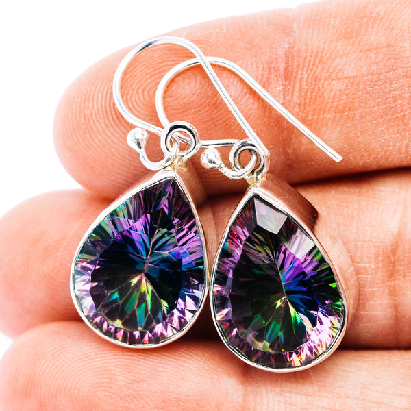 Premium 30ct Mystic Topaz Earrings 1 3/8" (.925 Sterling Silver)