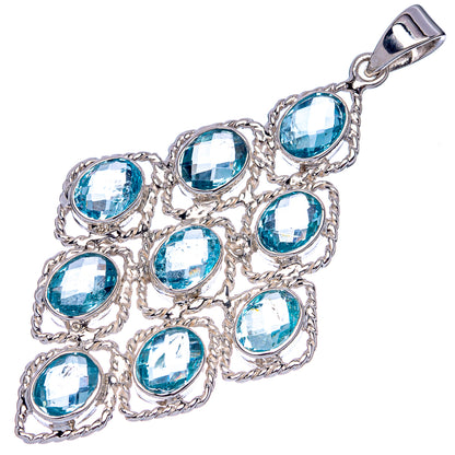 Signature Blue Topaz Pendant 2 5/8" (925 Sterling Silver) P42284