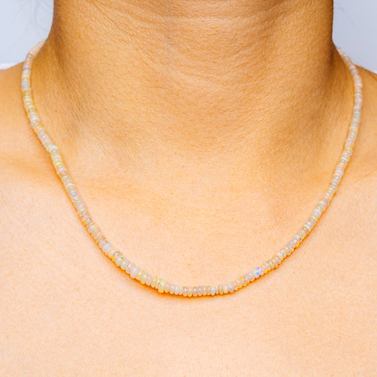 Ethiopian Opal Necklace 16 to 18" (.925 Sterling Silver)