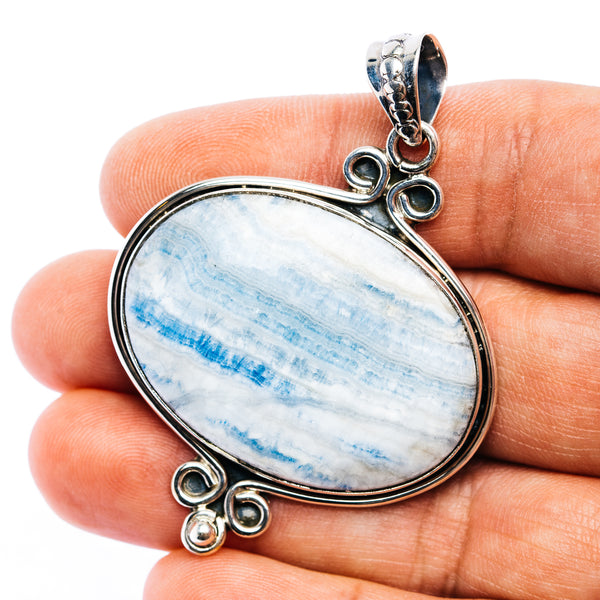Blue Scheelite Pendant 2 1/4" (.925 Sterling Silver)