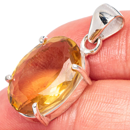 Faceted Citrine Pendant 1 1/8" (925 Sterling Silver) P42991
