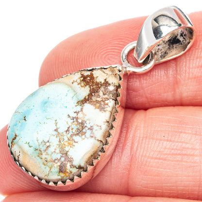 Rare Golden Hills Turquoise 925 Sterling Silver Pendant 1 3/8" (925 Sterling Silver) P41939