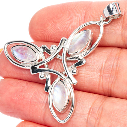 Premium Rainbow Moonstone Pendant 1 5/8" (925 Sterling Silver) P41864
