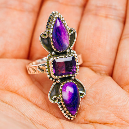 Premium Southwestern Style Sugilite, Amethyst Ring Size 8.75 (.925 Sterling Silver)