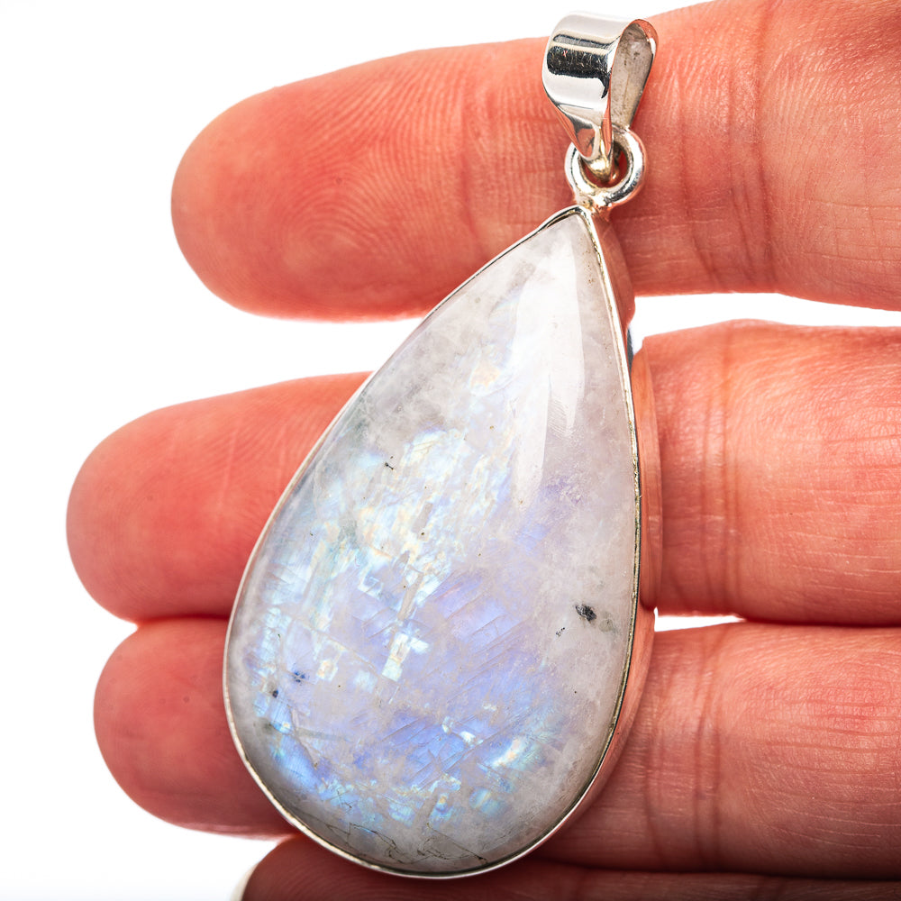 Rainbow Moonstone Pendant 2 1/8" (.925 Sterling Silver)