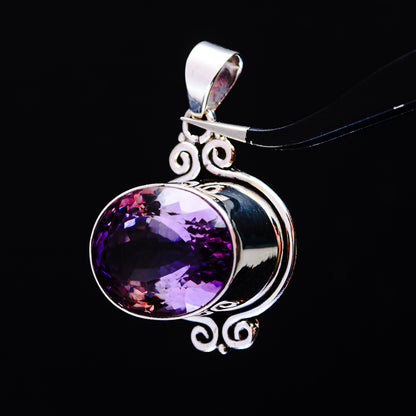 21.82ct Faceted Brazilian Amethyst Pendant 1 5/8" (.925 Sterling Silver)