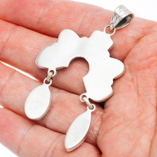 Silver pendant backplate with linked teardrop dangles