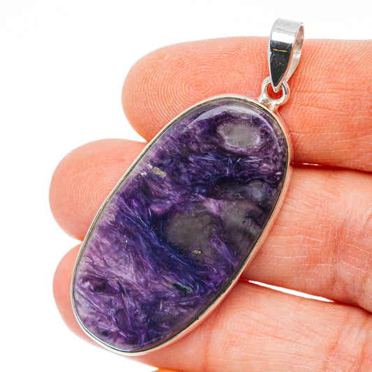 Premium Charoite Pendant 2" (.925 Sterling Silver)