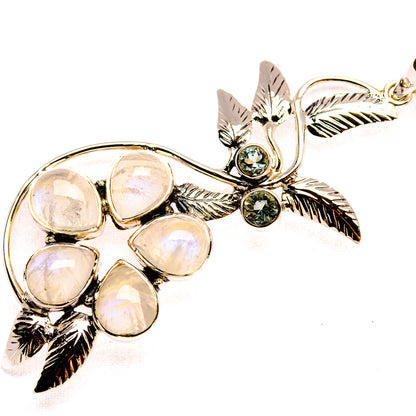 Signature Rainbow Moonstone, Blue Topaz 925 Sterling Silver Pendant 2 7/8" (925 Sterling Silver) PD37799