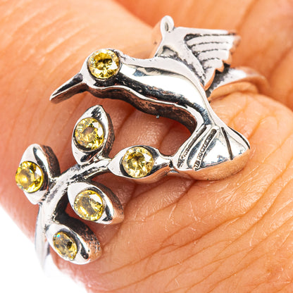 Citrine Hummingbird Dainty Ring Size 7.75 (.925 Sterling Silver)
