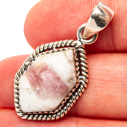 Pink Tourmaline In Quartz Pendant 1 3/8" (.925 Sterling Silver)