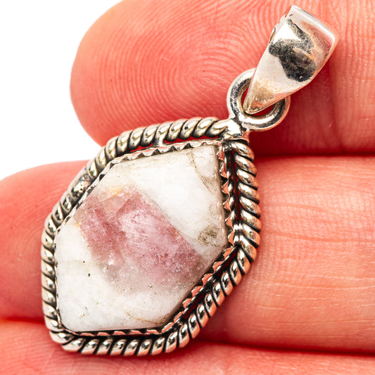 Pink tourmaline in quartz pendant in .925 sterling silver teardrop bezel