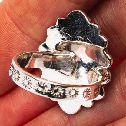 Exclusive Southwestern Style Hubei Turquoise Ring Size 9 Adjustable (.925 Sterling Silver)