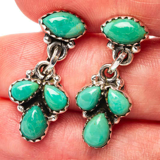 Turquoise drop earrings with multiple oval stones and .925 sterling silver details