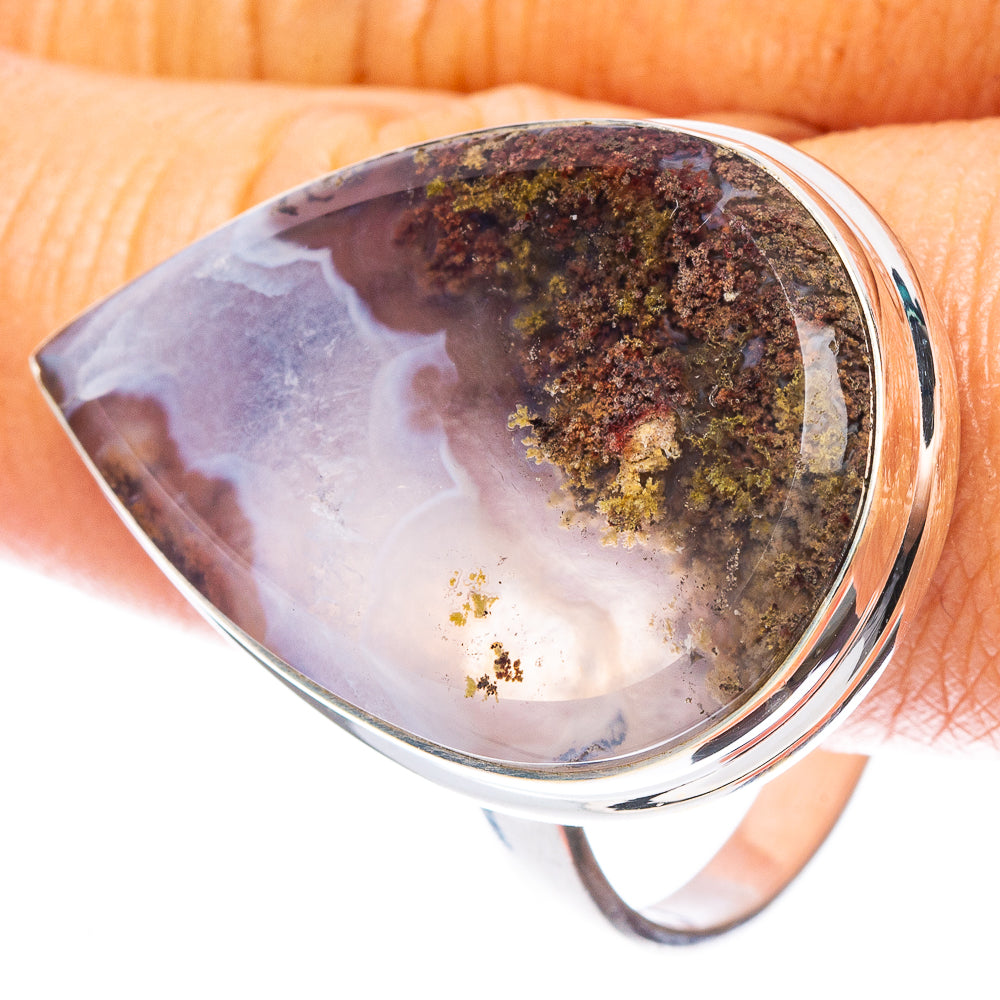 Large Indonesian Plume Agate Ring Size 14.5 (925 Sterling Silver) R7024