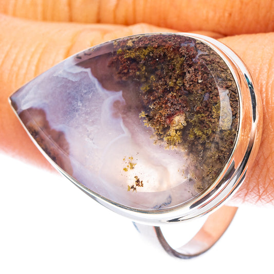 Large Indonesian Plume Agate Ring Size 14.5 (925 Sterling Silver) R7024