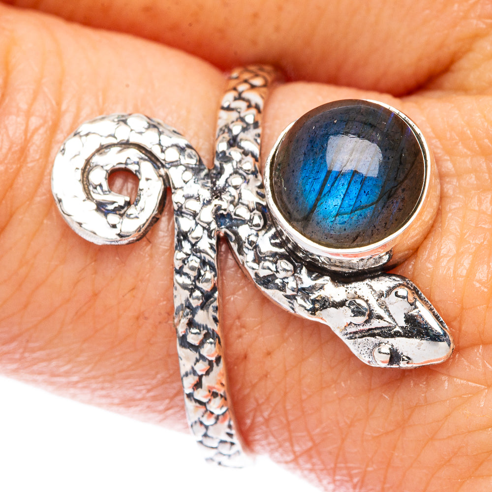 Value Labradorite Snake Ring Size 9.5 (925 Sterling Silver) R3318