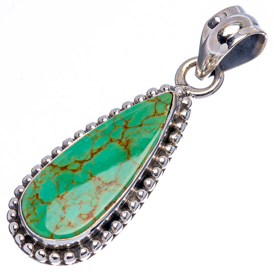 Royston turquoise teardrop pendant with .925 sterling silver beaded setting and bail