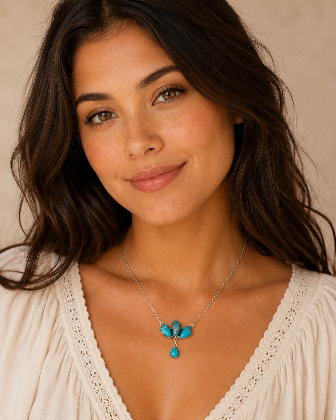 Southwestern Style Sierra Bella Turquoise Necklace 22" (.925 Sterling Silver)