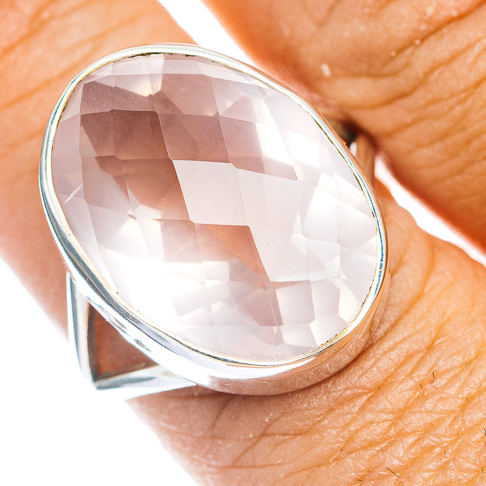 Premium Faceted Rose Quartz Ring Size 9.5 (.925 Sterling Silver)