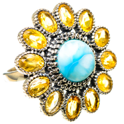 Large Larimar, Citrine Ring Size 8.25 (925 Sterling Silver) RING137960