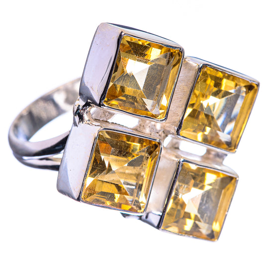 Large Faceted Citrine 925 Sterling Silver Ring Size 8.75