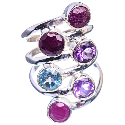 Ruby, Amethyst, Blue Topaz Ring Size 7 (925 Sterling Silver) R142300