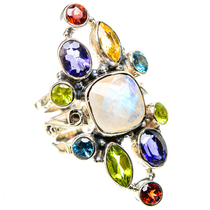 Signature Large Rainbow Moonstone, Tanzanite, Citrine, Peridot, Blue Topaz, Garnet Ring Size 6.75 (925 Sterling Silver) RING138294